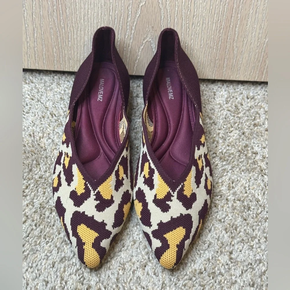 3/$30 MaLove MZ Purple and Yellow Flats Animal Print with Modern Design